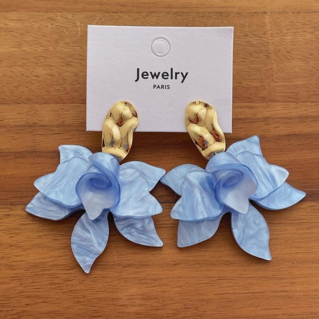 Super Fairy-Like Flower Earrings for Women French Style Exaggerated acrylic earrings