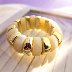 Fashion Acrylic Bracelet with Gold Splicing Curved Tube Bracelet