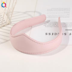 Vintage PU leather crown shape headband for women