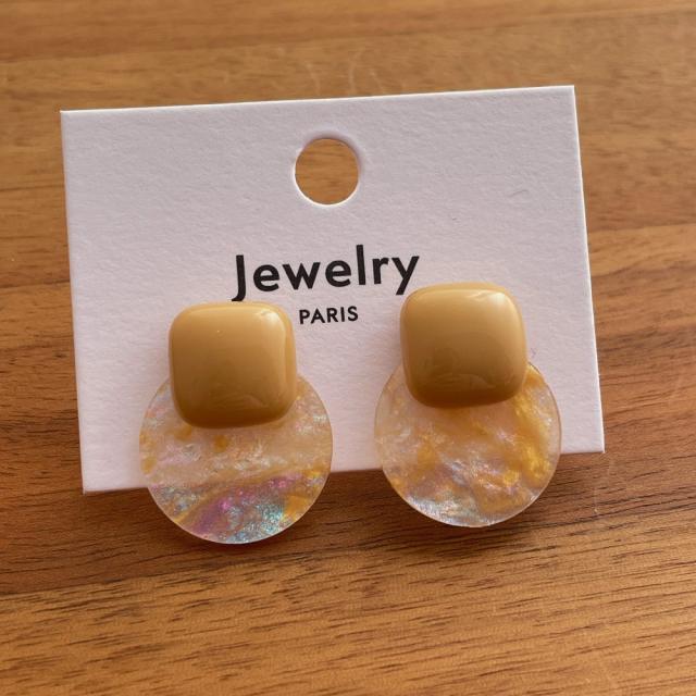 French styel sweet round shape colorful acrylic studs earrings