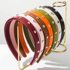 Vintage PU leather revet headband for women