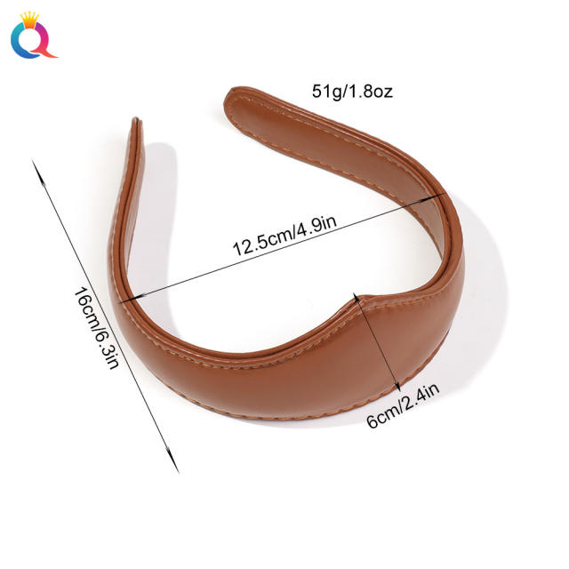 Vintage PU leather crown shape headband for women