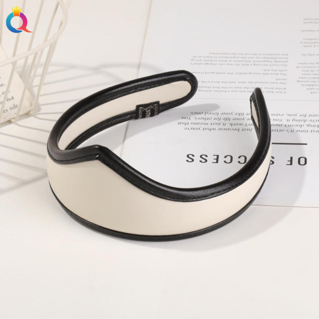 Vintage PU leather crown shape headband for women