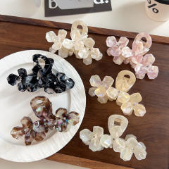 Large Acetate Flower Hair Clip with High-Quality Texture Rhinestone Embellishments