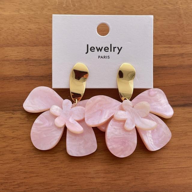 French-Style Super Fairy Flower Earrings Seaside Vacation Style Exaggerated resin earrings
