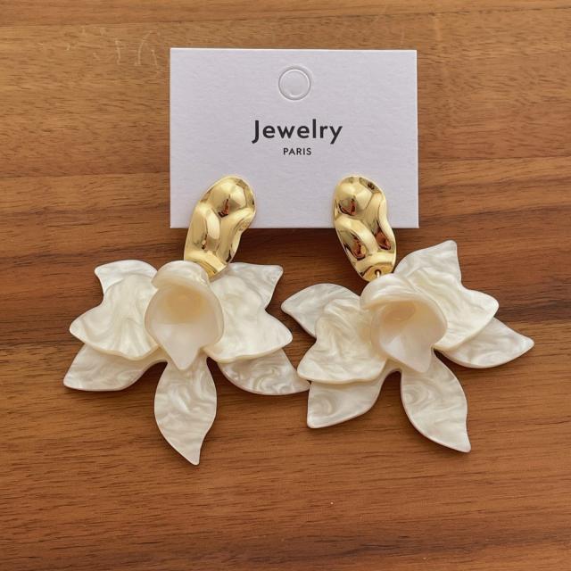 Super Fairy-Like Flower Earrings for Women French Style Exaggerated acrylic earrings