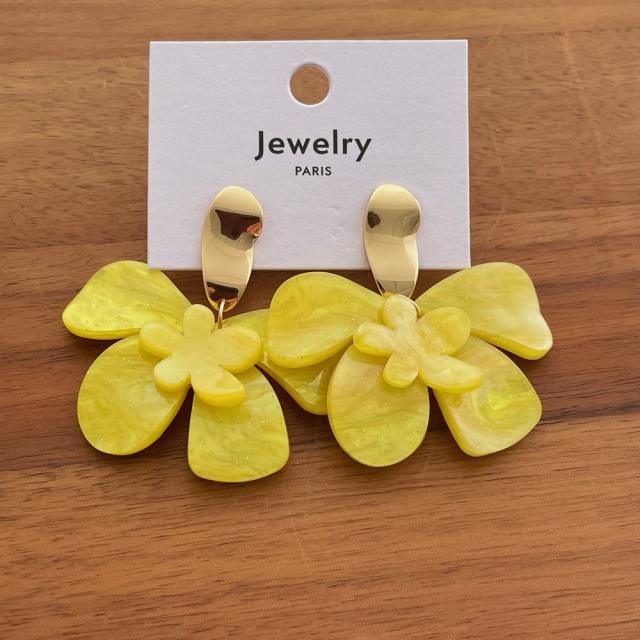 French-Style Super Fairy Flower Earrings Seaside Vacation Style Exaggerated resin earrings