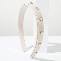 Vintage PU leather revet headband for women