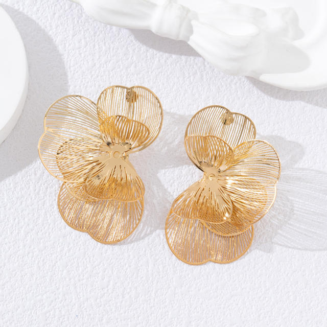 Hollow out Flower petal Earrings Fashionable Party Earrings
