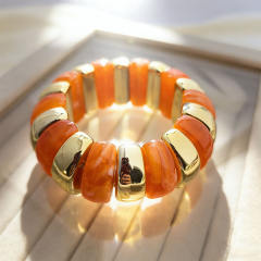 Fashion Acrylic Bracelet with Gold Splicing Curved Tube Bracelet