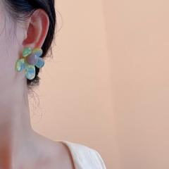 Summer Fresh and Colorful Acrylic Five-Petal Flower Earrings