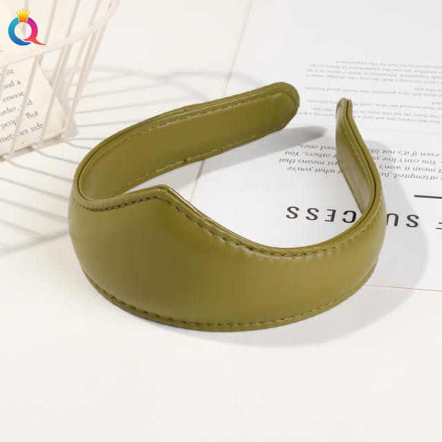 Vintage PU leather crown shape headband for women