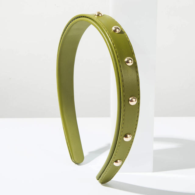 Vintage PU leather revet headband for women