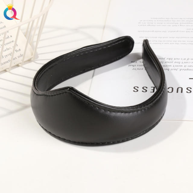 Vintage PU leather crown shape headband for women
