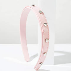 Vintage PU leather revet headband for women