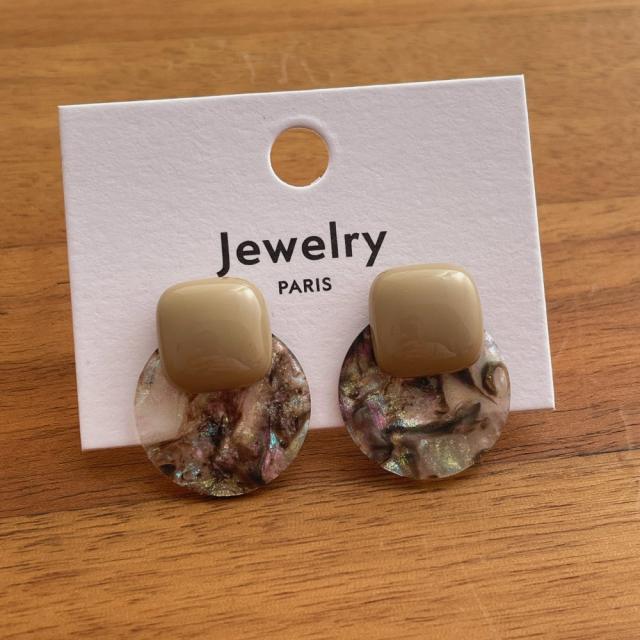 French styel sweet round shape colorful acrylic studs earrings