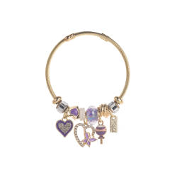DIY multi element charm stainless steel bangle bracelet for women