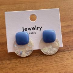 French styel sweet round shape colorful acrylic studs earrings