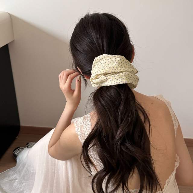Korean-Style Simple Polka Dot Scrunchie Elegant Pleated Fabric Hair Tie new Ponytail Hairband