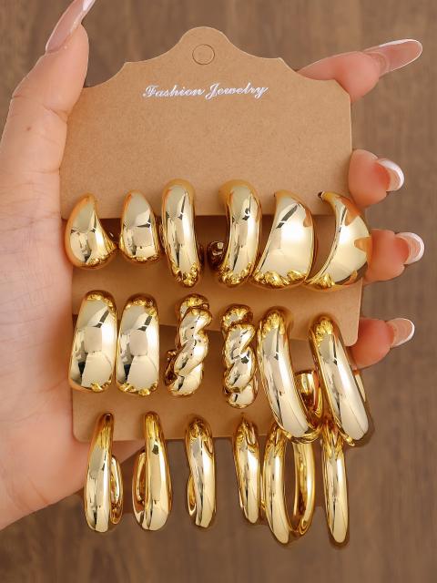 Fashionable Tassel Simple Creative Personality C-Shaped Water Drop Stud Earrings set
