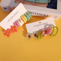 Korean-Style Acrylic Flower Colorful C-Shaped Geometric Earrings set