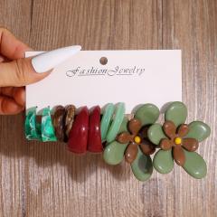 2026 New Fashion Resin C-Shaped Earrings Flower Ear Studs set