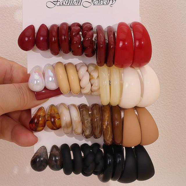 New Fashion Jewelry Stylish Unique Multi-Color Resin C Earring Set for Women