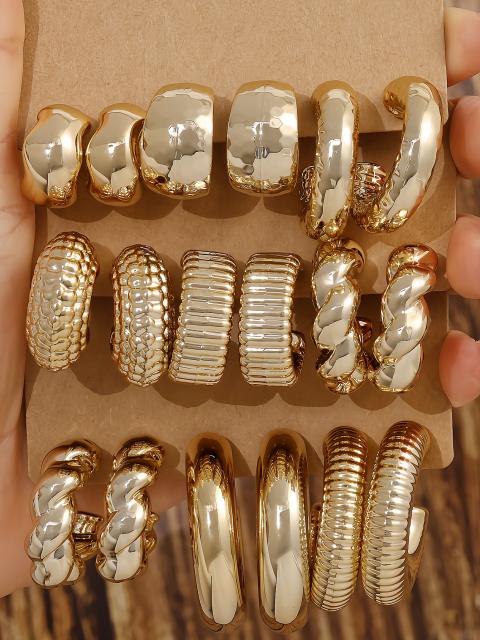 Fashionable Tassel Simple Creative Personality C-Shaped Water Drop Stud Earrings set