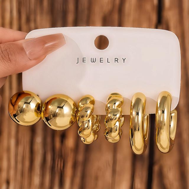 Fashionable Tassel Simple Creative Personality C-Shaped Water Drop Stud Earrings set