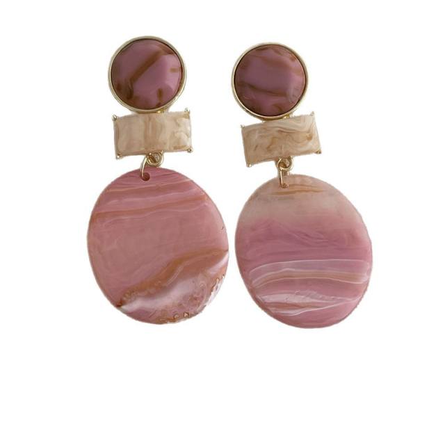 Resin Candy Color Geometric Round Earrings Personalized acrylic round earrings