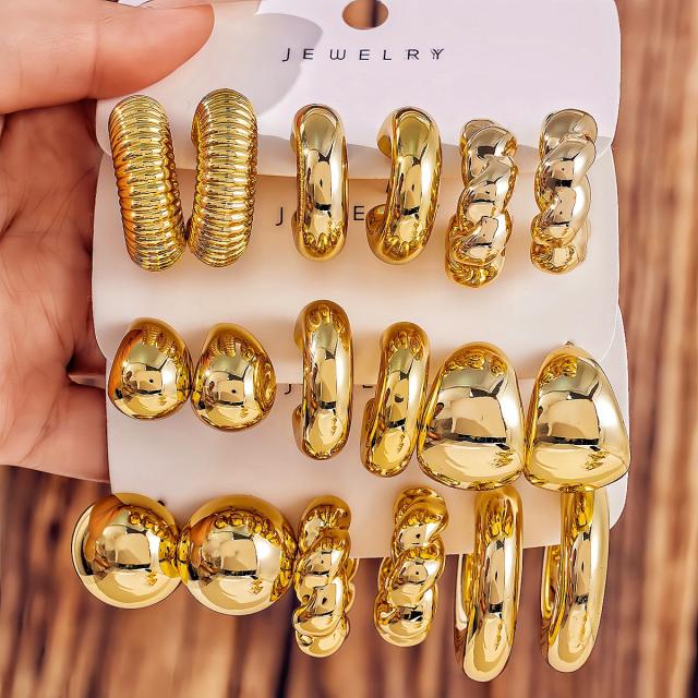 Fashionable Tassel Simple Creative Personality C-Shaped Water Drop Stud Earrings set