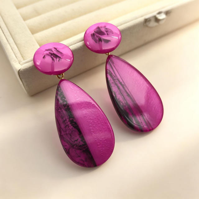 Candy-Colored Water Drop Acrylic Earrings for Women Fashionable Stainless Steel Earrings