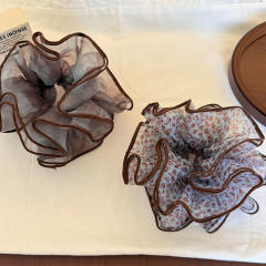 Korean fashion dark color two layer scrunchies big size hair ties