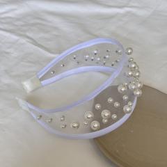 6.5cm beige pearl-mesh hair