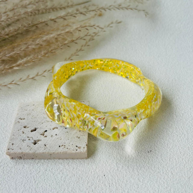 Dopamine Resin Versatile Sequin Multi-Color Women's Bracelet Irregular Geometric Wristband Jewelry