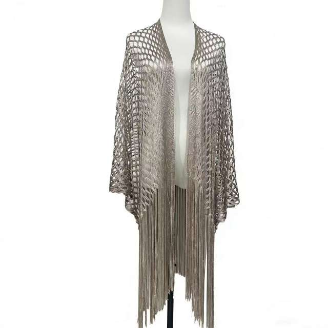 Hot-Selling Gold Silver Tassel Women's Fashion Hollow-Out Long Bikini Cover-Up
