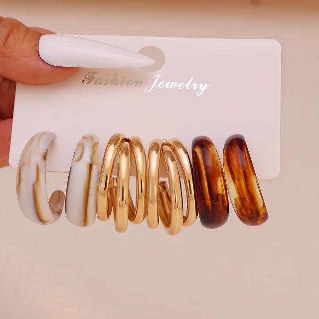 Hollow Hoop Earring Set Trendy Versatile Exaggerated acrylic Earrings for Women Wholesale