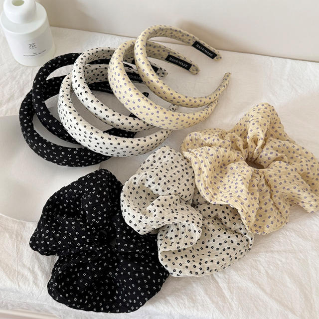 Korean-Style Simple Polka Dot Scrunchie Elegant Pleated Fabric Hair Tie new Ponytail Hairband