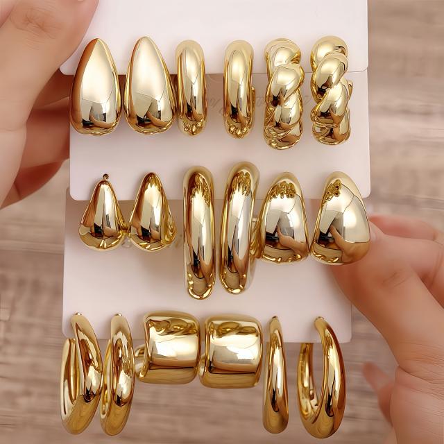 Fashionable Tassel Simple Creative Personality C-Shaped Water Drop Stud Earrings set