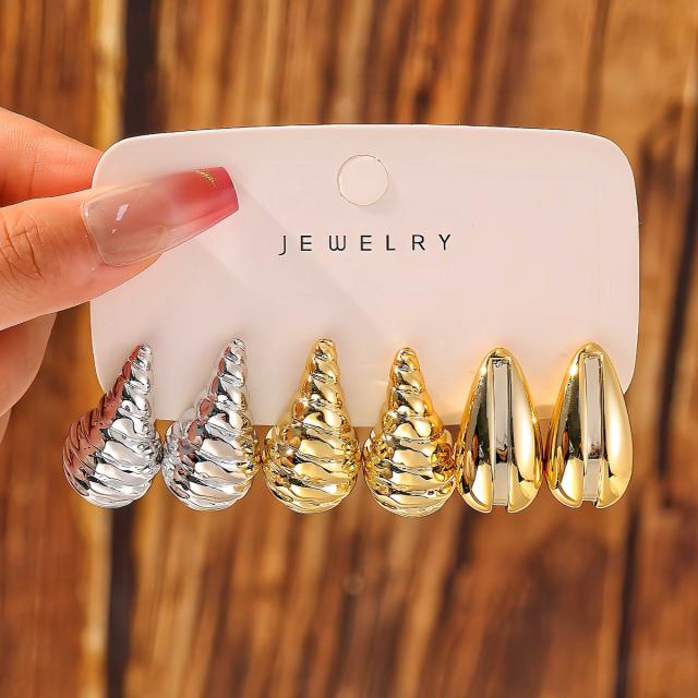 Fashionable Tassel Simple Creative Personality C-Shaped Water Drop Stud Earrings set