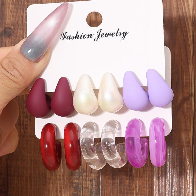 Hollow Hoop Earring Set Trendy Versatile Exaggerated acrylic Earrings for Women Wholesale