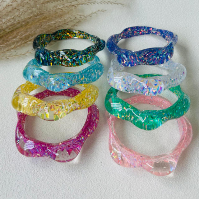 Dopamine Resin Versatile Sequin Multi-Color Women's Bracelet Irregular Geometric Wristband Jewelry