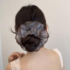 Korean fashion dark color two layer scrunchies big size hair ties