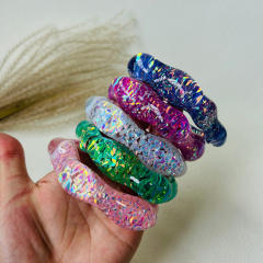 Dopamine Resin Versatile Sequin Multi-Color Women's Bracelet Irregular Geometric Wristband Jewelry