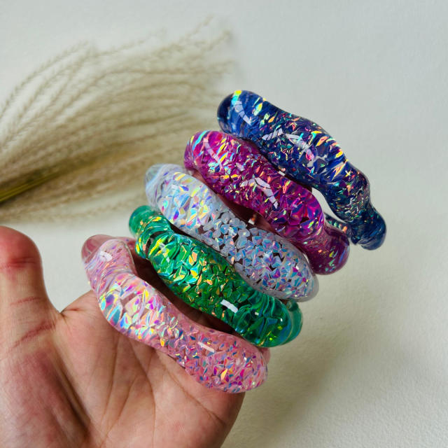 Dopamine Resin Versatile Sequin Multi-Color Women's Bracelet Irregular Geometric Wristband Jewelry