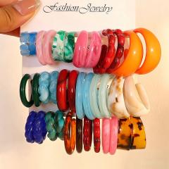 Colorful Resin Earring Set 18 Pairs of Multi-Style C-Shaped Earrings arcylic earrings set