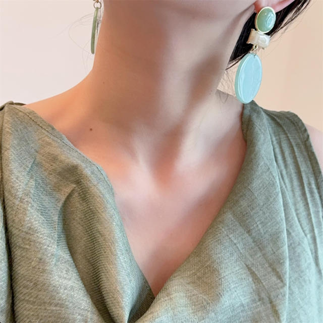 Resin Candy Color Geometric Round Earrings Personalized acrylic round earrings