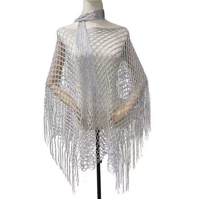 Gold Fishnet Tassel Multi-Purpose Shawl Beach Sun Protection Cover-Up Hollow-Out Set