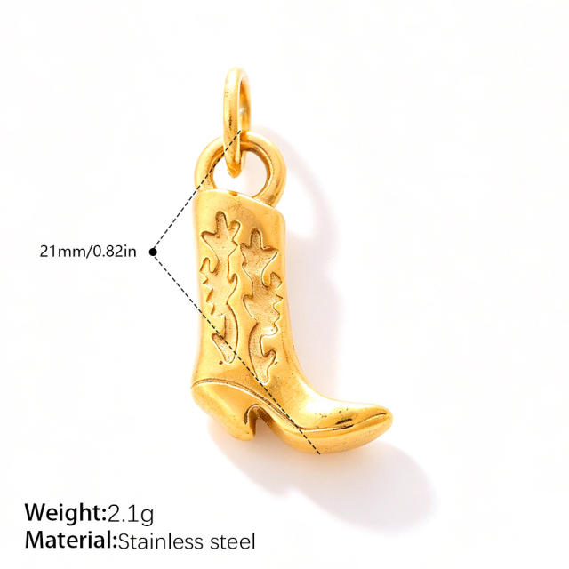 Sweet Girly Style Crown Heart Skirt Multi-Shaped Pendant Stainless Steel 18K Gold-Plated DIY Accessories