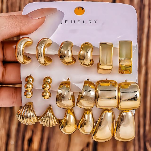 Fashionable Tassel Simple Creative Personality C-Shaped Water Drop Stud Earrings set